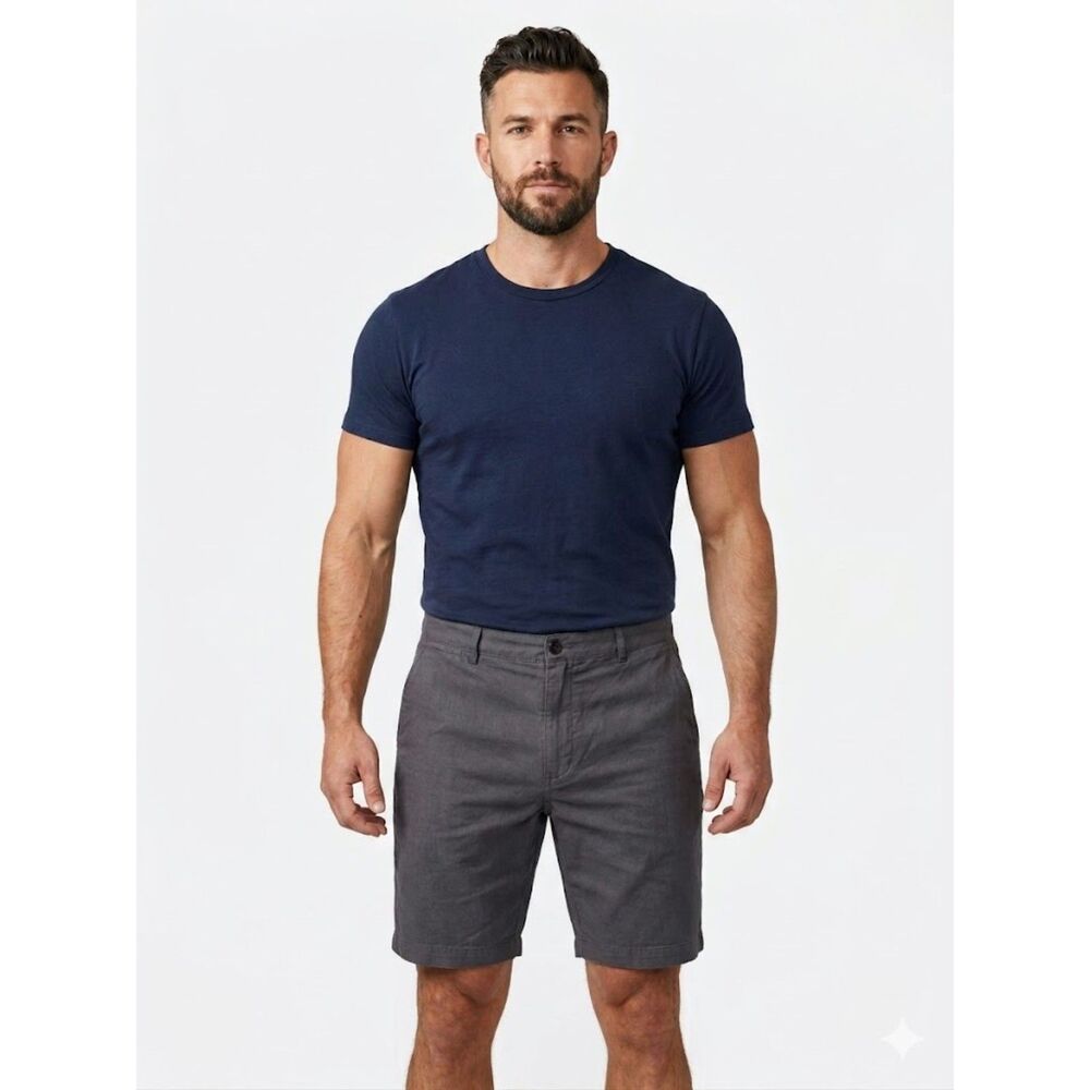 Flint and Tinder Men's Size 36 Gray Cotton Linen Blend Shorts Casual Summer